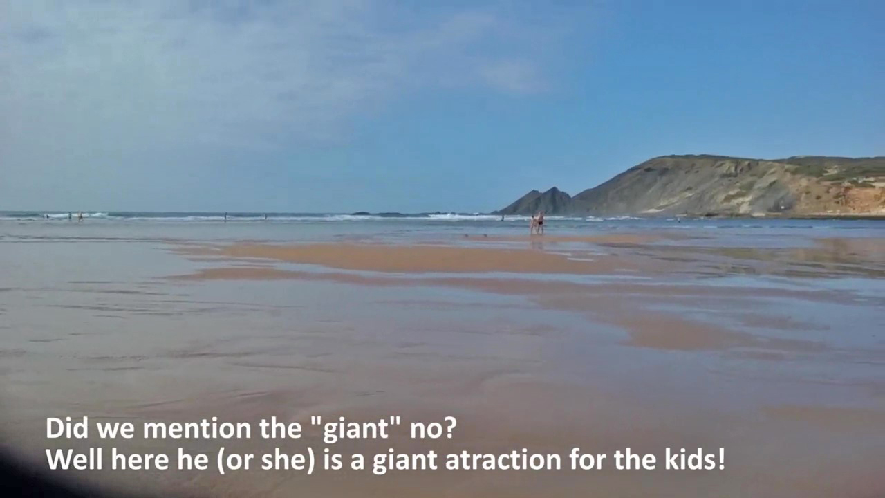 A rock formation resembling a "sleeping giant" at Praia da Amoreira, Aljezur, Algarve, Portugal 