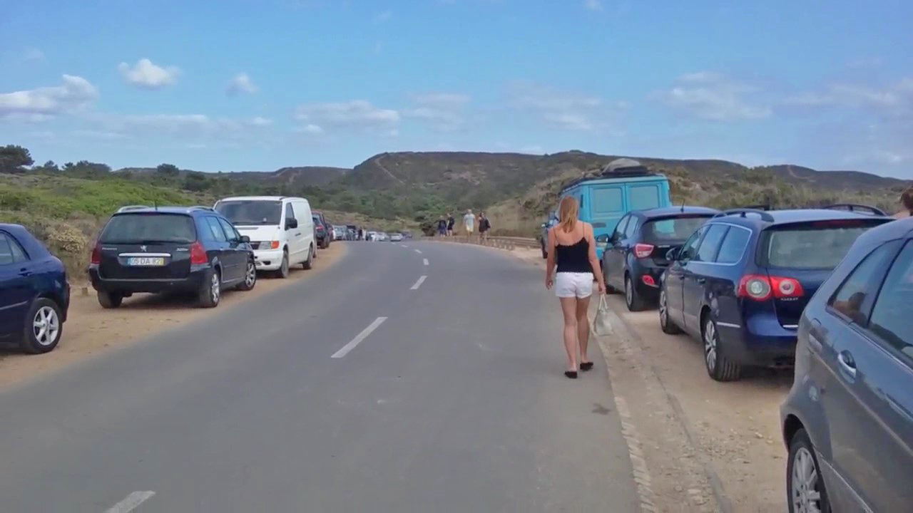 walking back to the car at  Praia da Amoreira, Aljezur, Algarve, Portugal 