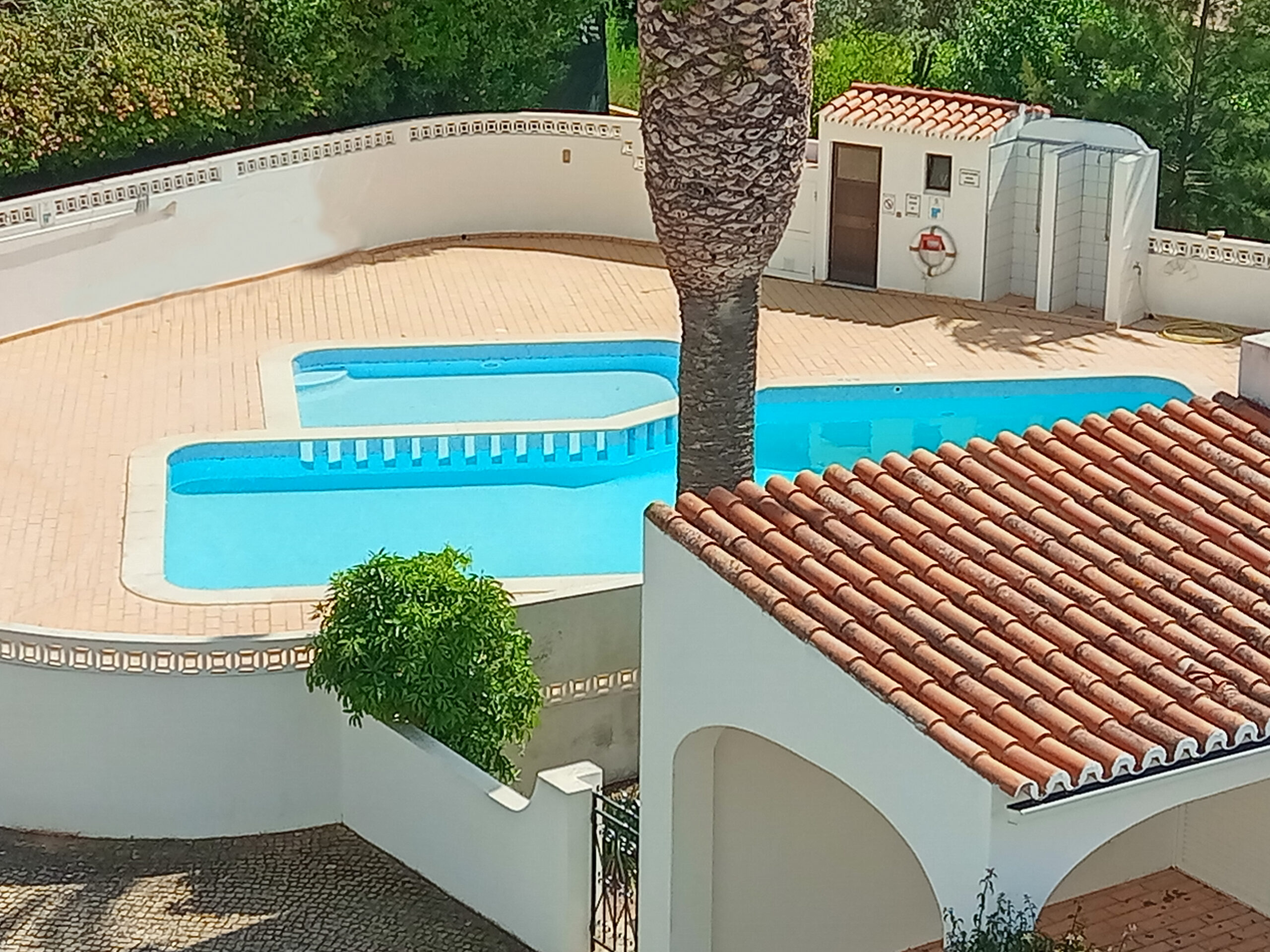Pool area viewed from front terrace
